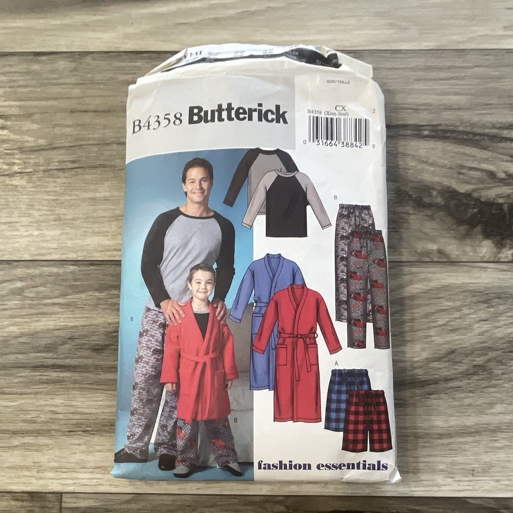Butterick B4358 Father and Son Pajamas Sewing Pattern Cut to size S